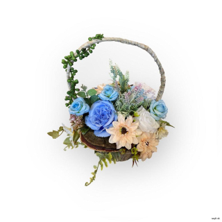 Umelý aranžmán košík kvetov