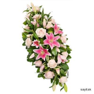 Ikebana z ružových ľalií a ruží