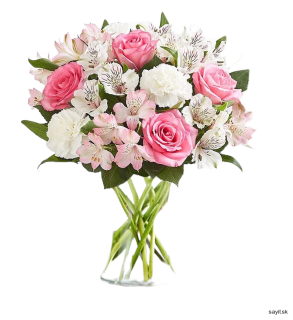 Jemná kytica ruží, karafiátov a alstromérií - Dajana